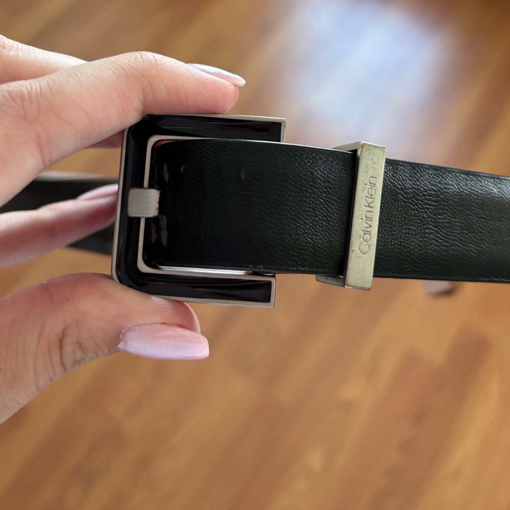 Calvin Klein Black Belt with Metallic Buckle